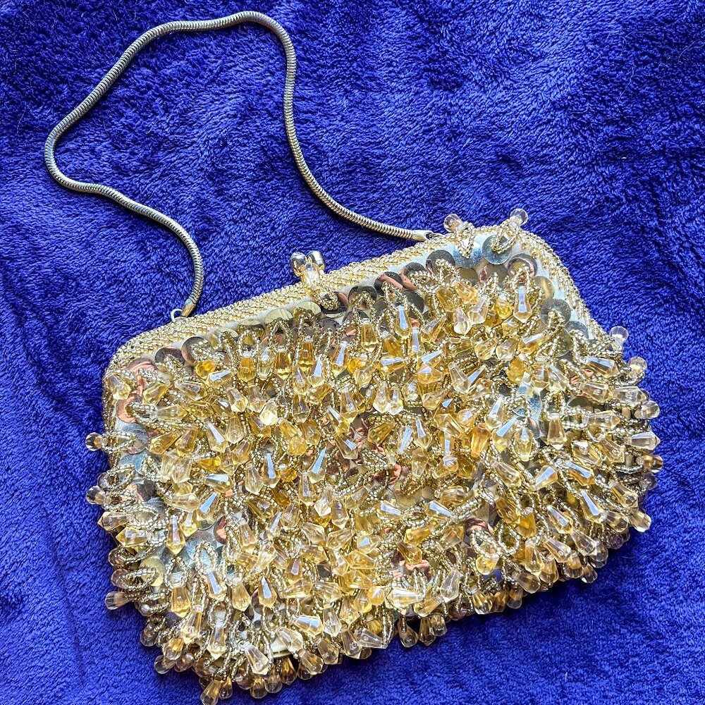 Vintage Gold Beaded Richere Bag by Walborg